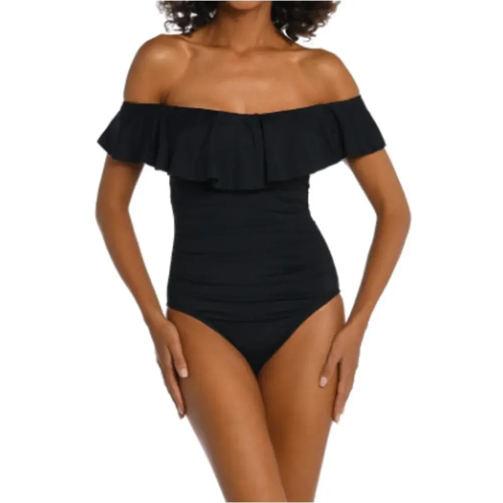 La Blanca Island Goddess Off Shoulder Ruffle One Piece Swimsuit 16
